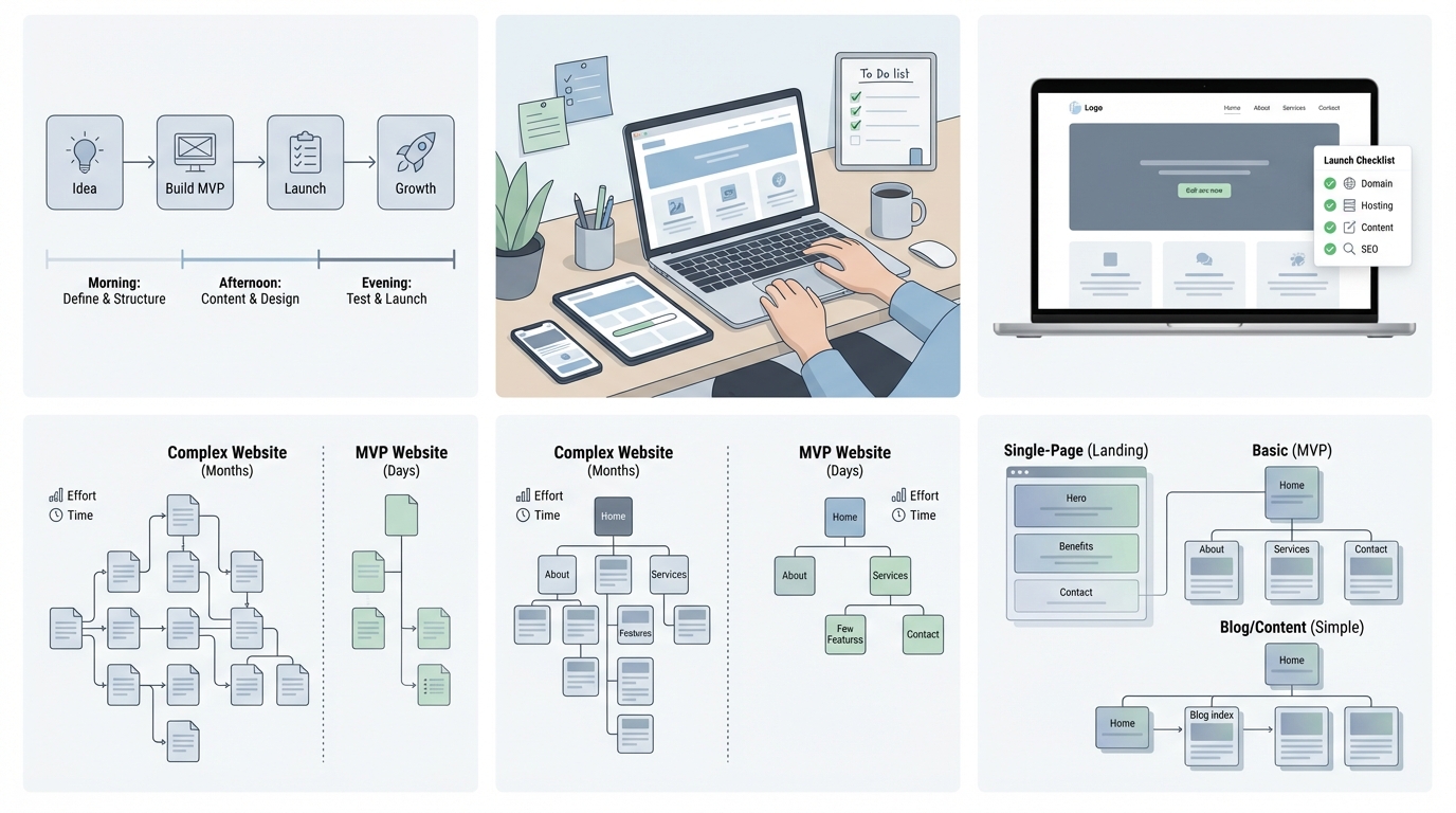 découvrez comment créer un site web en 1 journée grâce à notre plan d'action réaliste, incluant un mvp efficace et une checklist complète pour un lancement réussi.