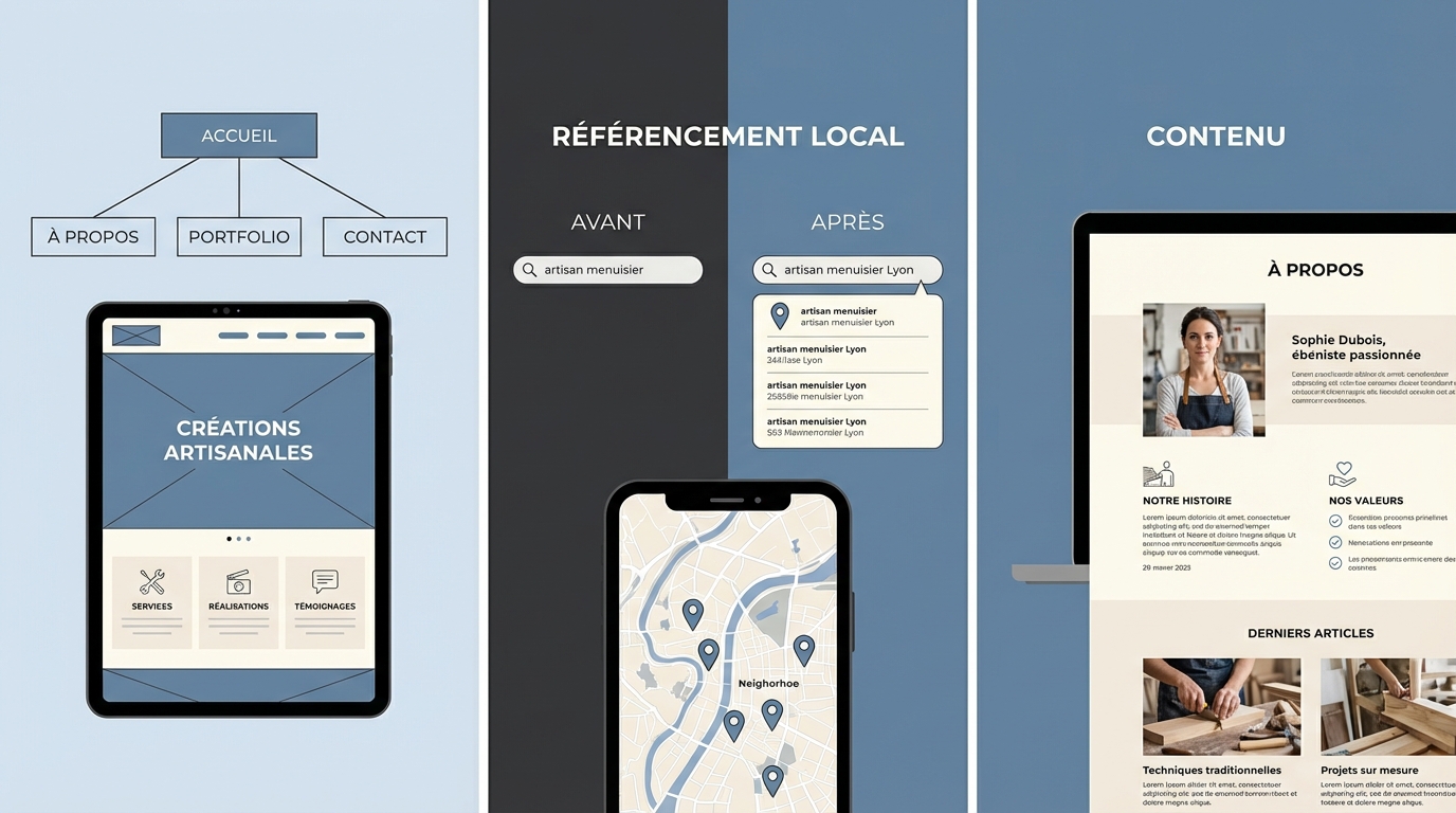 découvrez comment créer un site web efficace pour un artisan : structure des pages, optimisation seo local et exemples de contenus adaptés pour attirer vos clients.