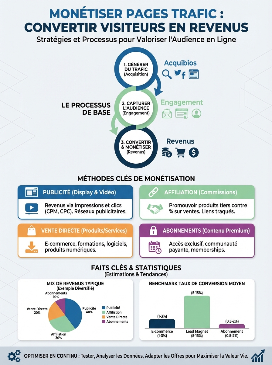 Infographie monétiser pages trafic