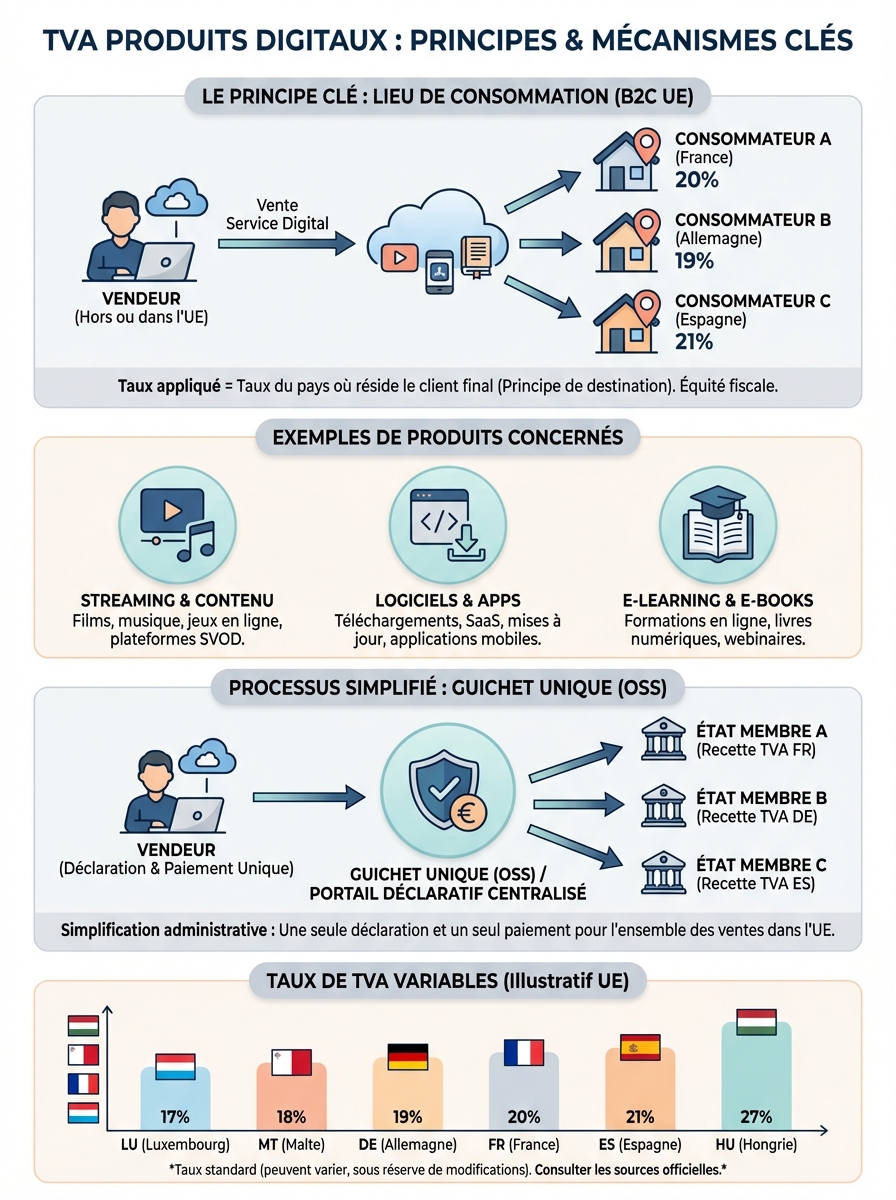 Infographie TVA produits digitaux