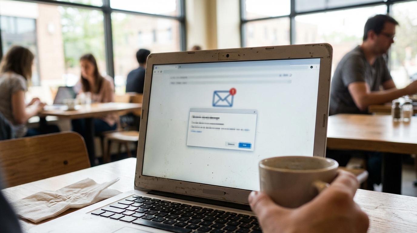 popup email en situation réelle