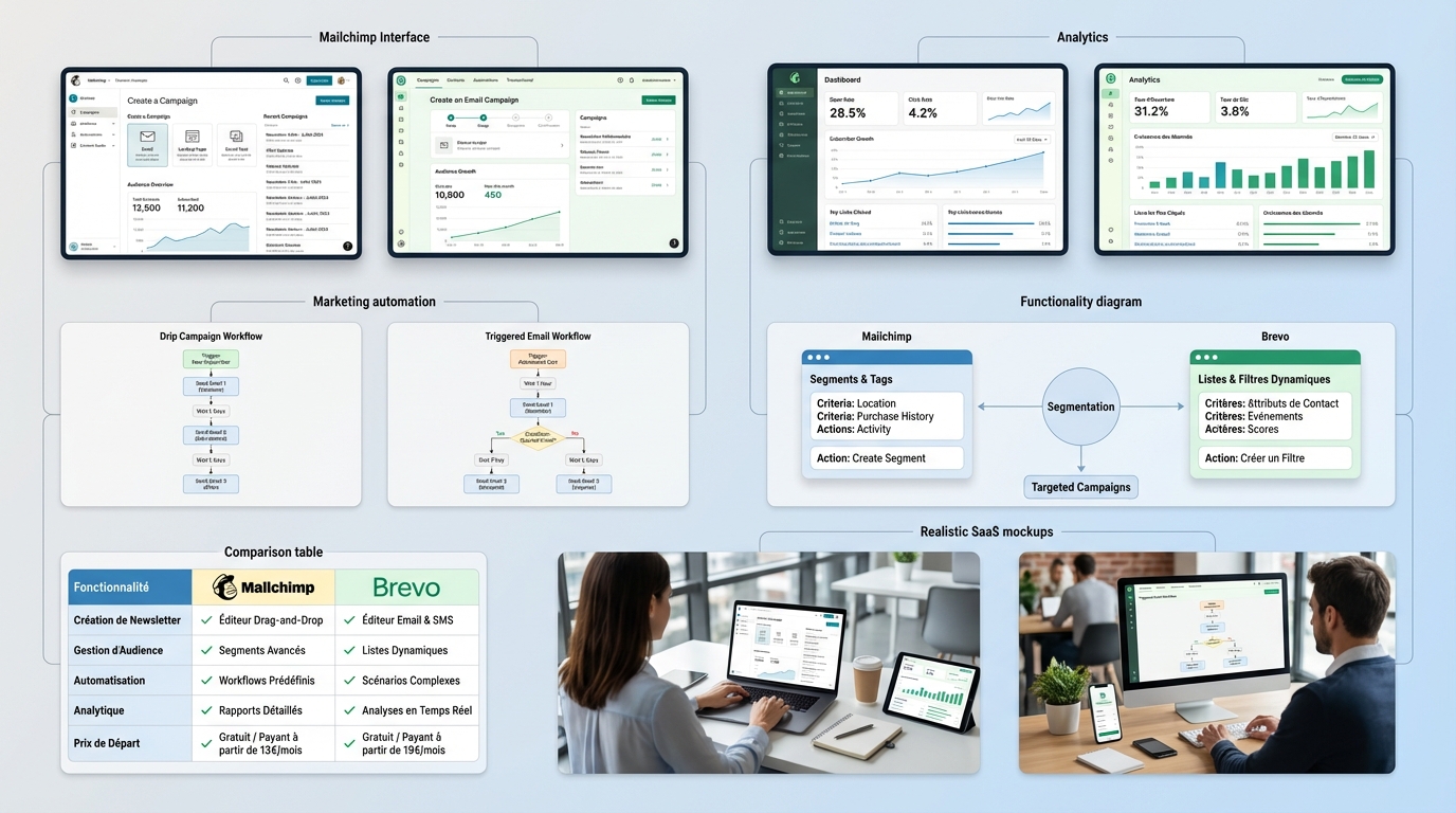découvrez notre comparaison complète entre mailchimp et brevo (sendinblue) pour choisir la meilleure plateforme d'envoi de newsletters adaptée à vos besoins.