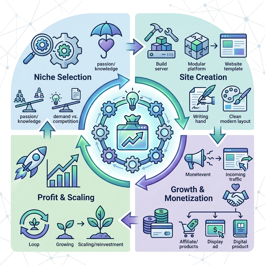 Infographie créer un site de niche rentable