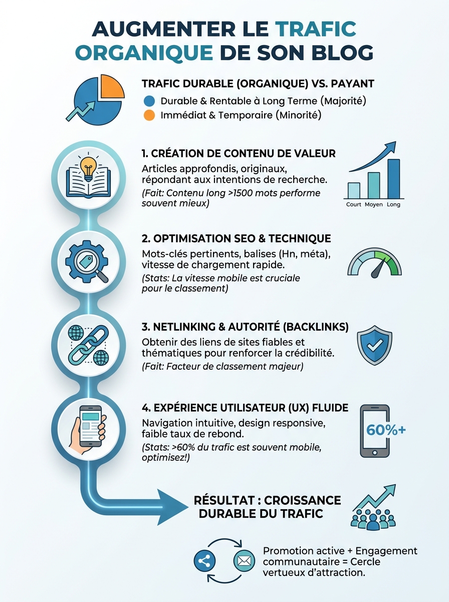 Infographie augmenter le trafic organique de son blog
