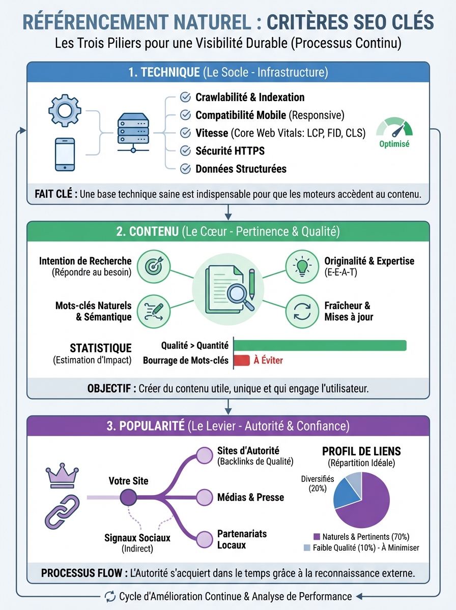 Infographie référencement naturel critères SEO
