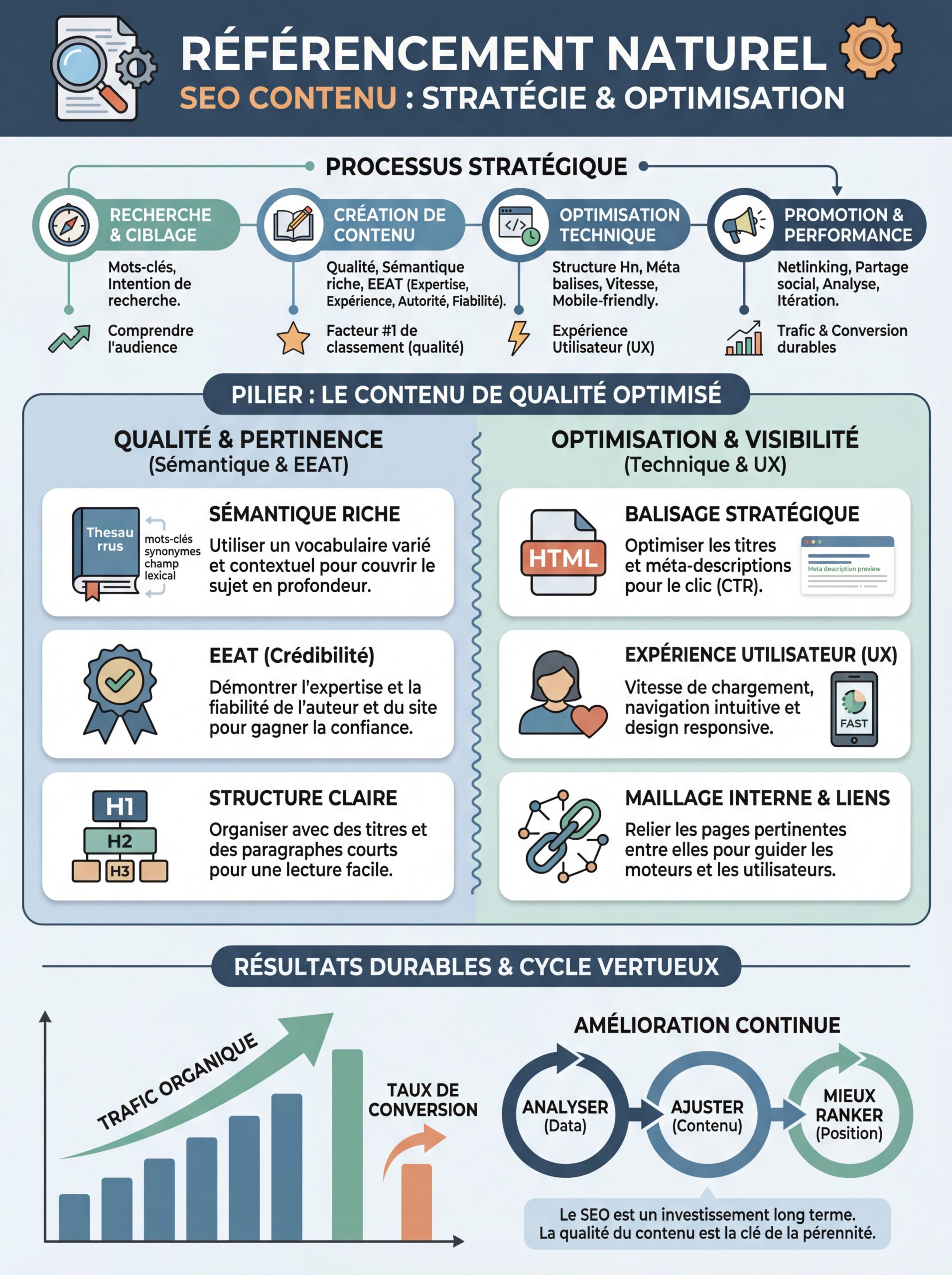 Infographie référencement naturel SEO contenu