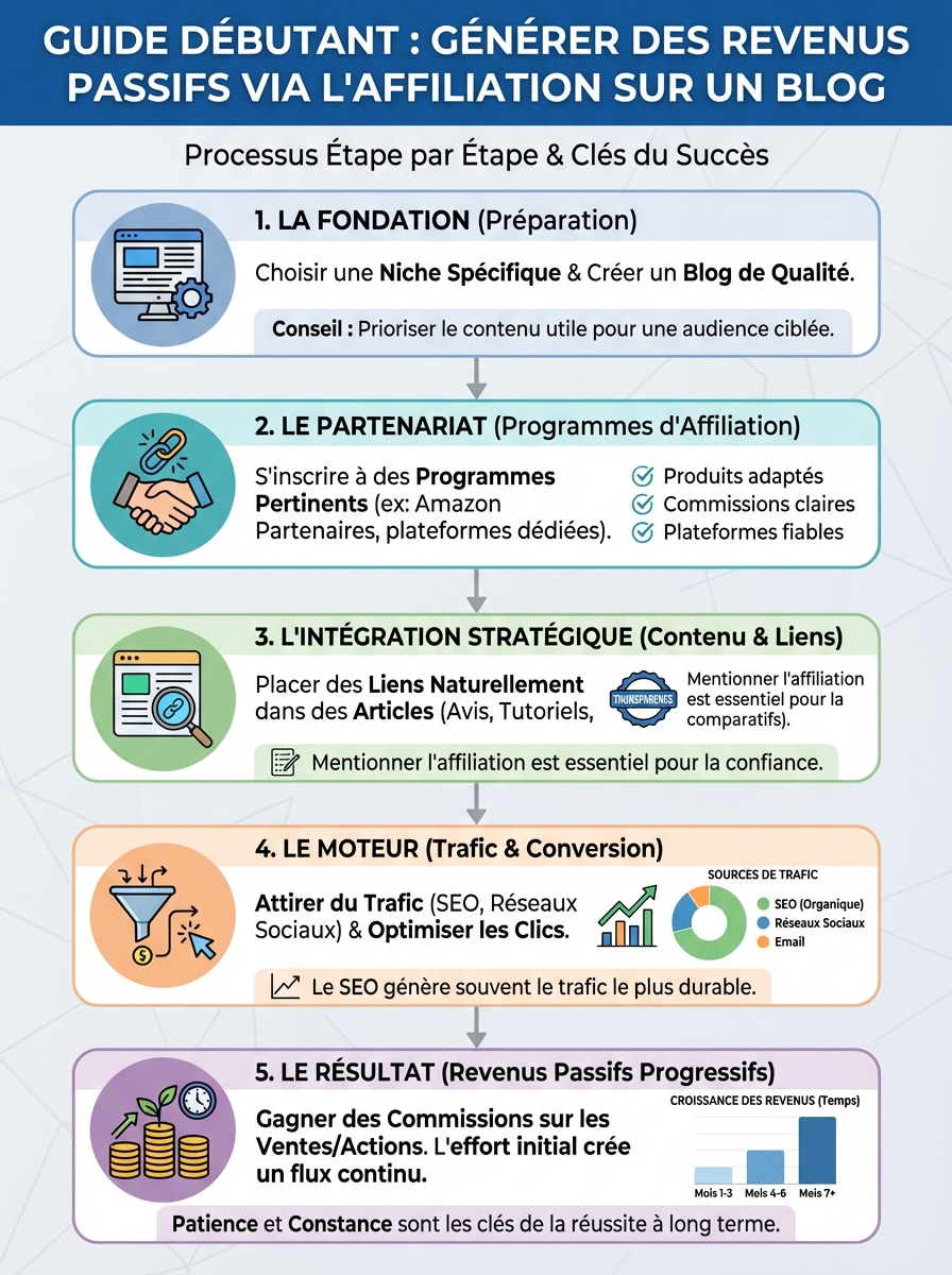 Infographie revenus passifs blog affiliation débutant