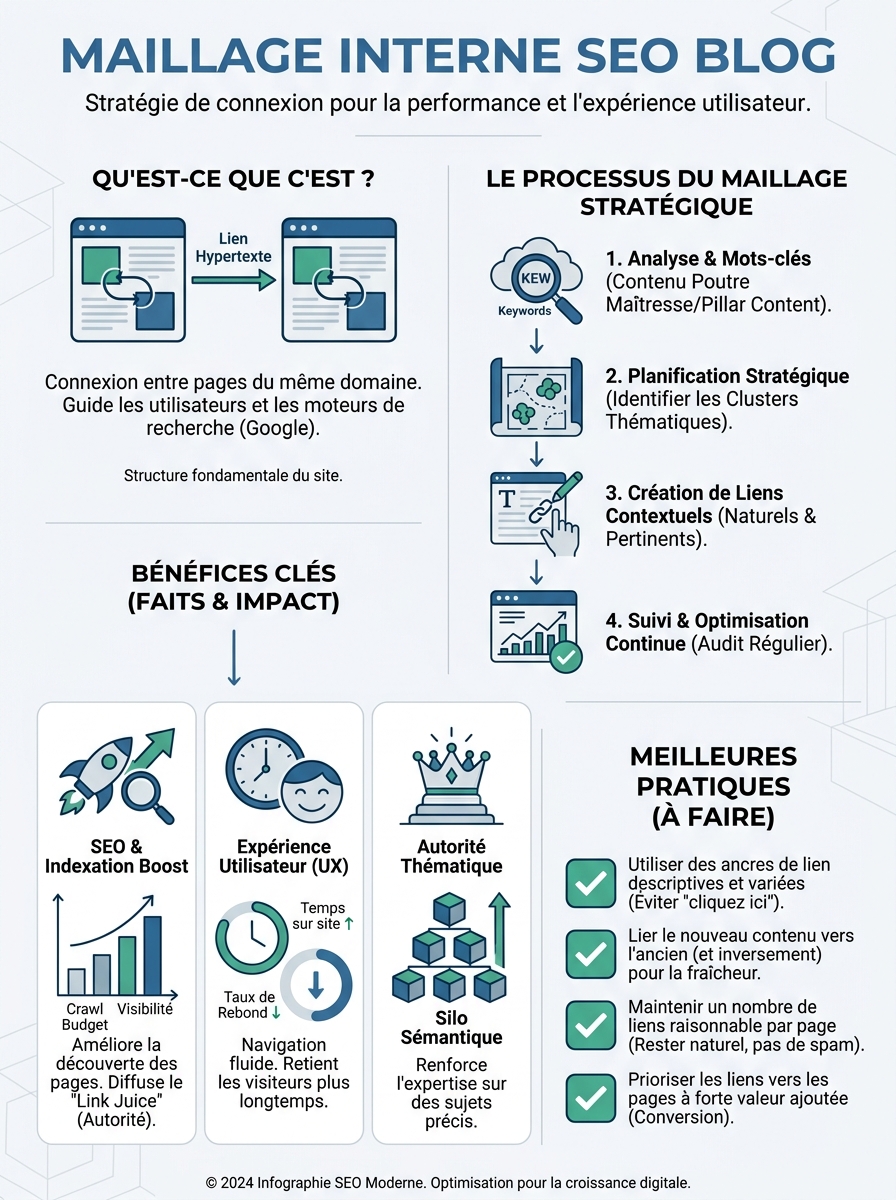 Infographie maillage interne SEO blog