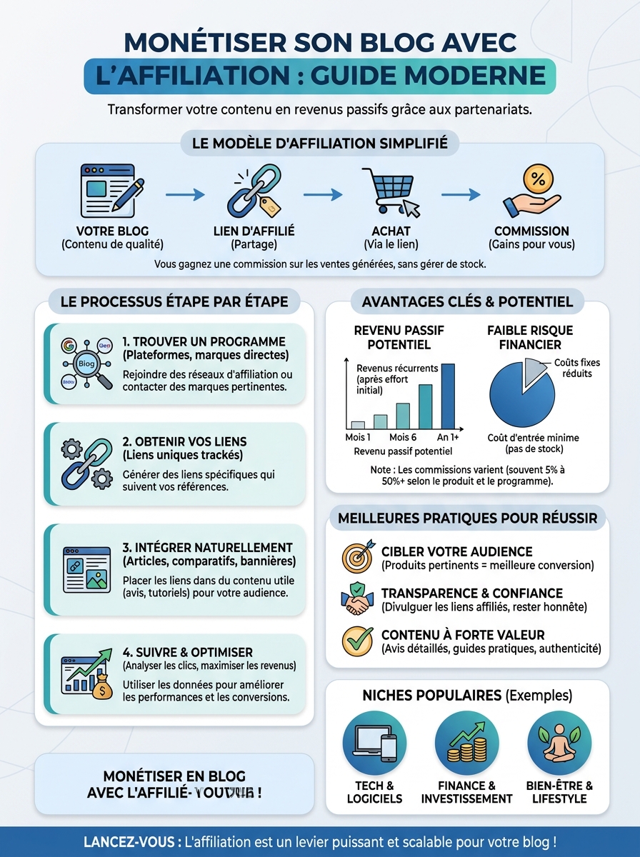Infographie monétiser son blog avec l'affiliation