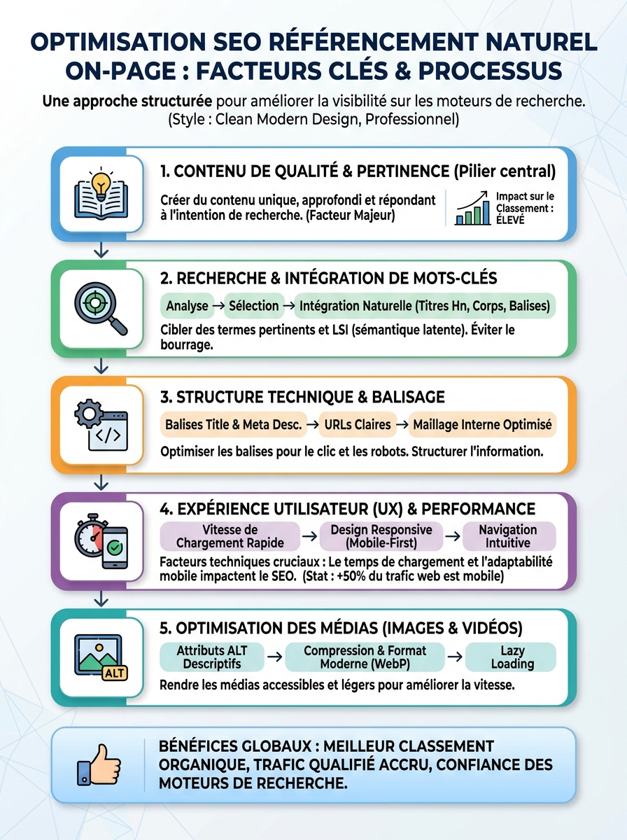 Infographie optimisation SEO référencement naturel on-page